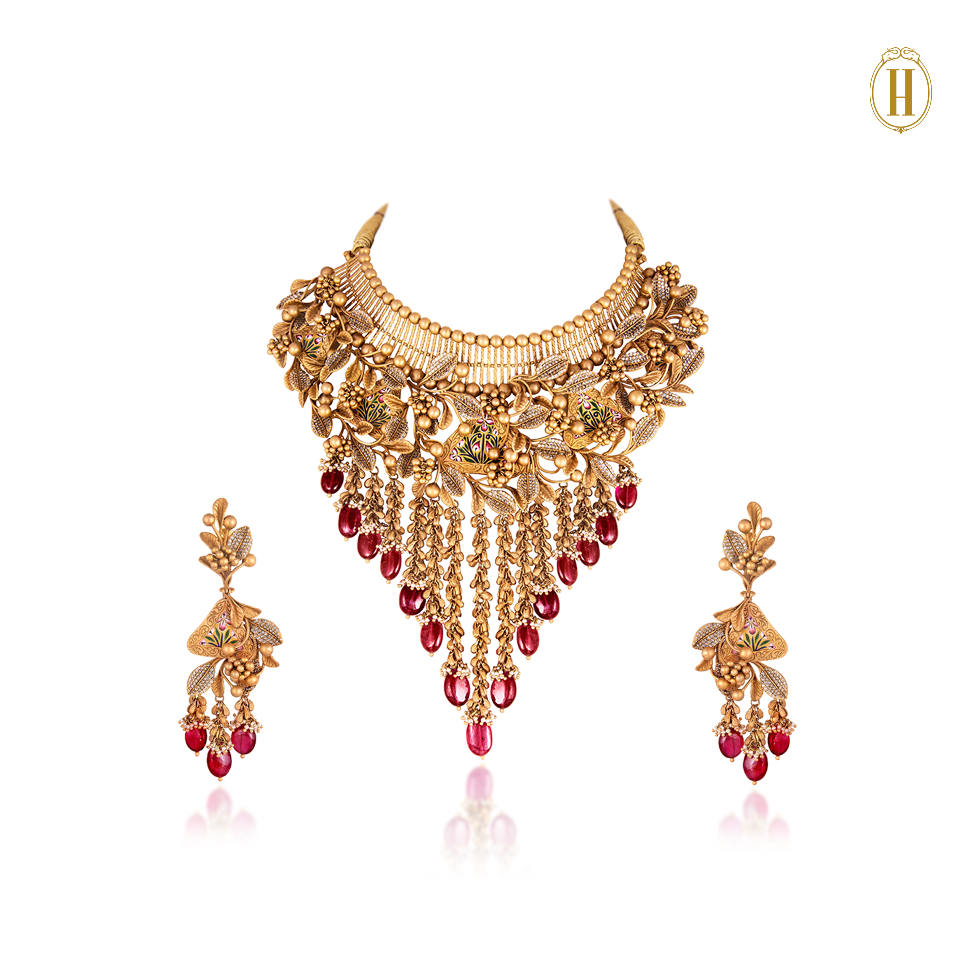 Gold And Rubies Necklace Set