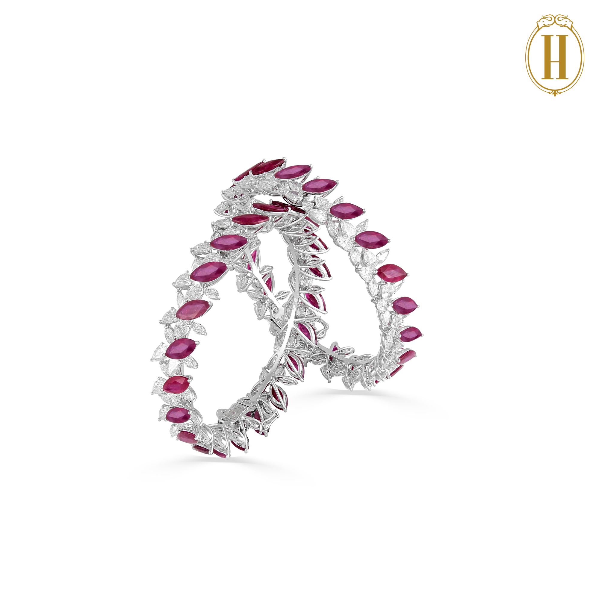 Marquise Ruby And Diamond Bangles