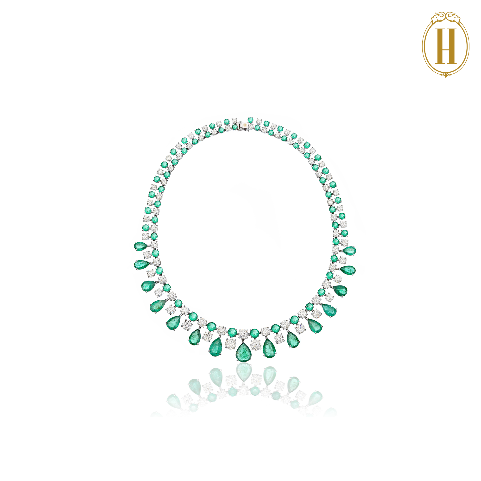 emerald diamond necklace set