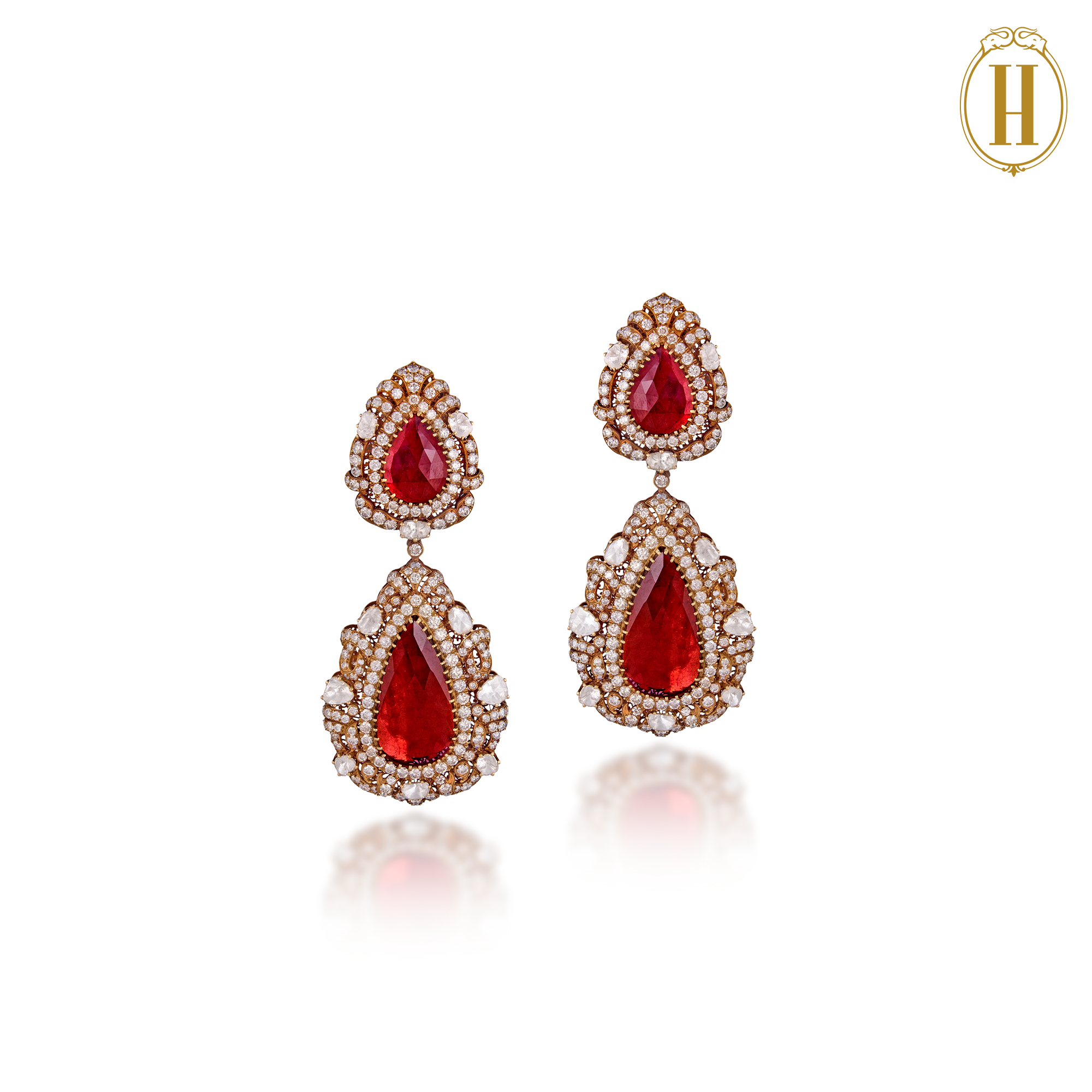 red emerald earring