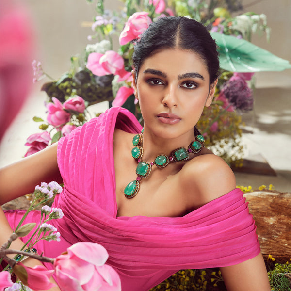 Fiona Emerald Heritage Statement Necklace