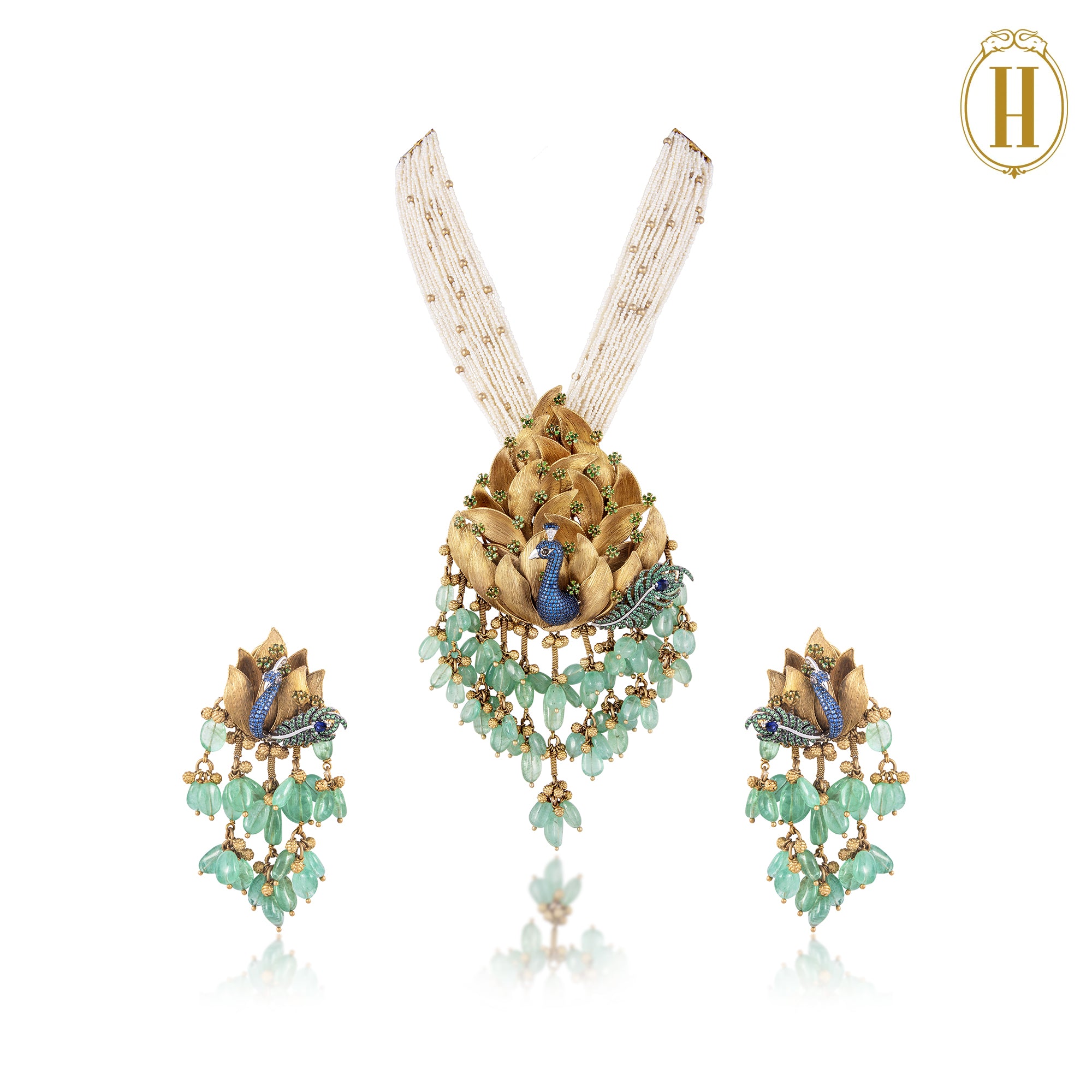 The-Vintage-Voyage-Statement-Gold-Peacock-Set-with-Pearls-and-Emeralds-3