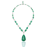 Colombian Emerald & Pear Solitaire Cascade Necklace