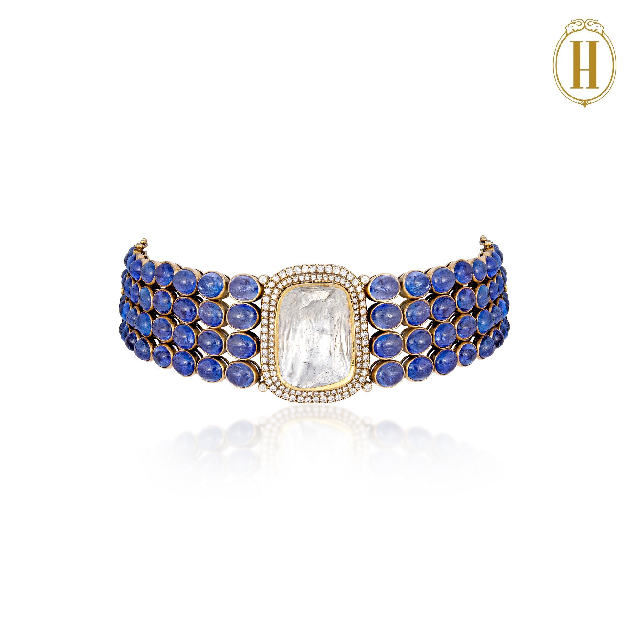 Spring-Summer-2025-Tanzanite-Choker-with-uncut-diamonds-3