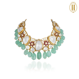 Legacy-Collection-Legacy-Uncut-Diamonds-Floral-Bridal-Choker-Necklace-Set-2