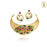 Spring-Summer-2025-Gold-Floral-Choker-Set-with-Emeralds-and-Rubies-2