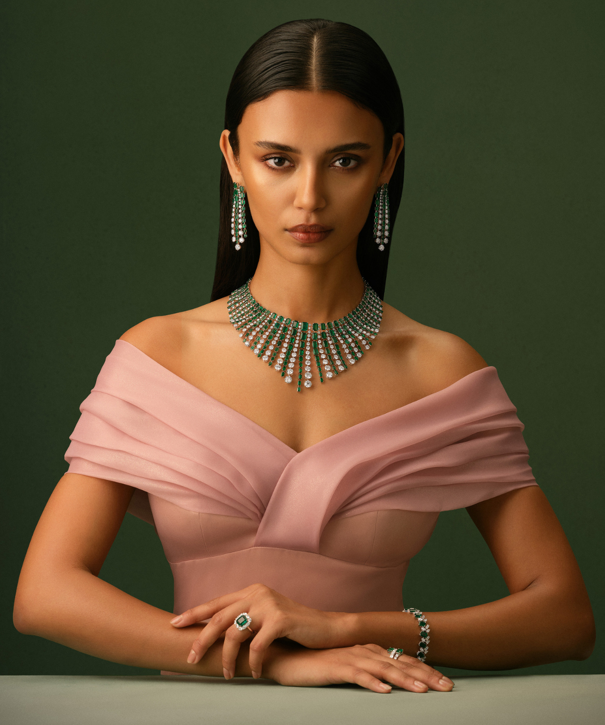 Emerald & Diamond Harmony Necklace
