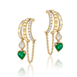 Esme Emerald Heart Chain Earrings
