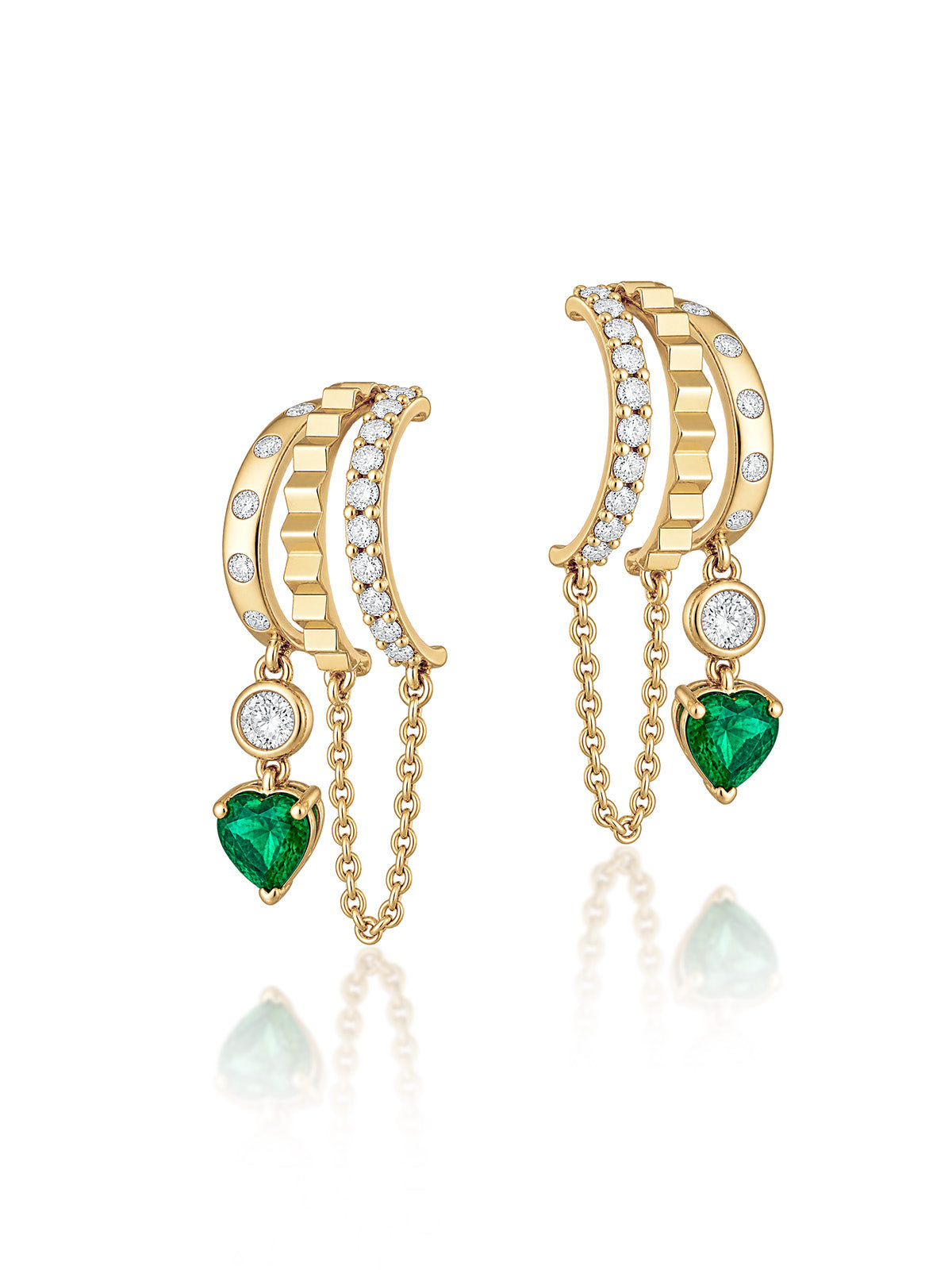 Esme Emerald Heart Chain Earrings