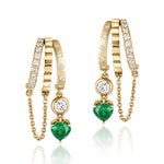 Esme Emerald Heart Chain Earrings