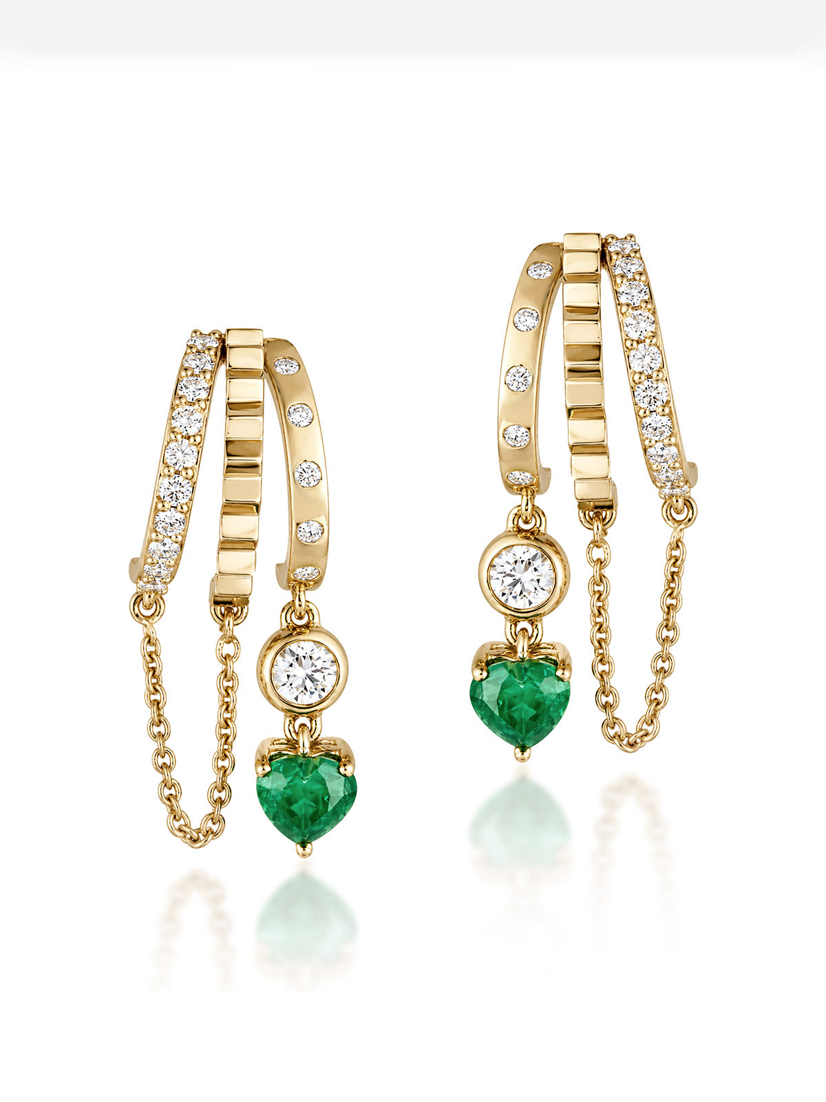 Esme Emerald Heart Chain Earrings