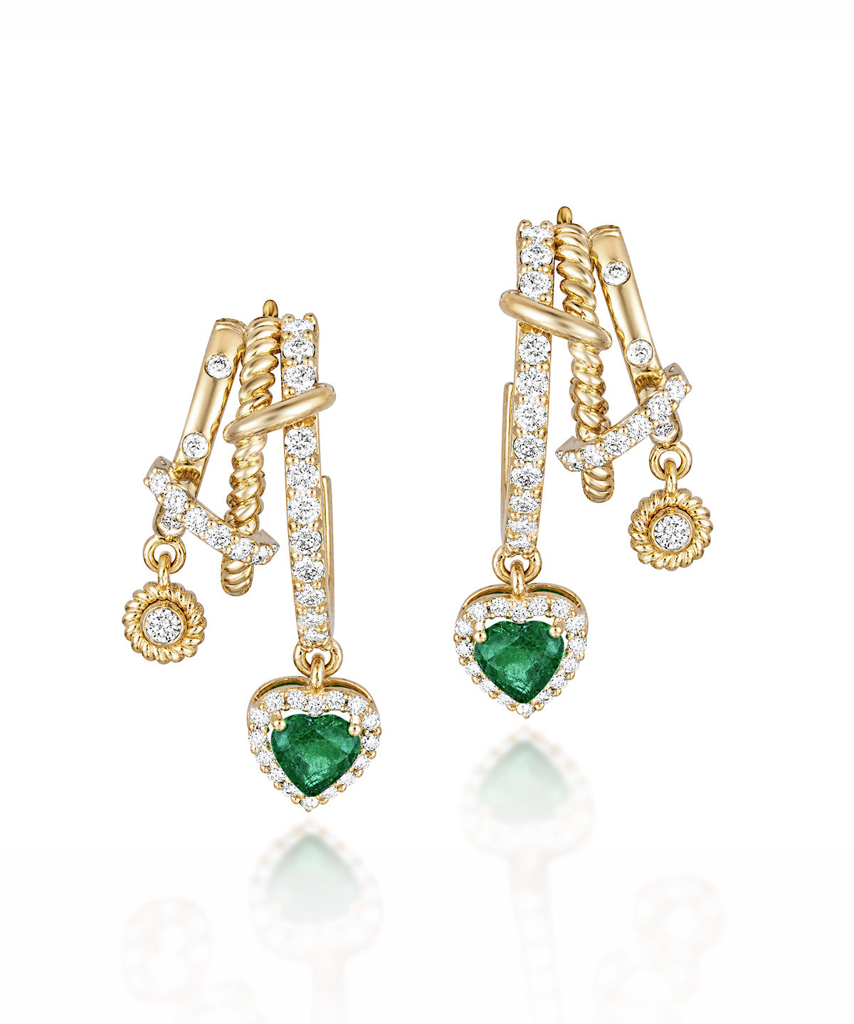 Esme Emerald Heart Rope Earrings