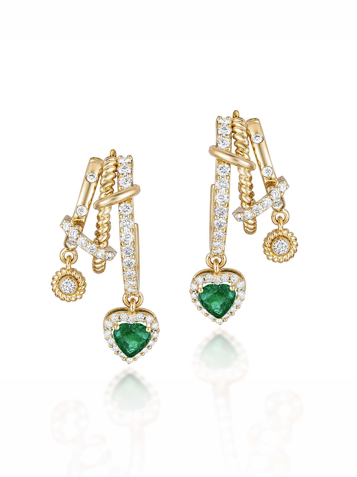 Esme Emerald Heart Rope Earrings