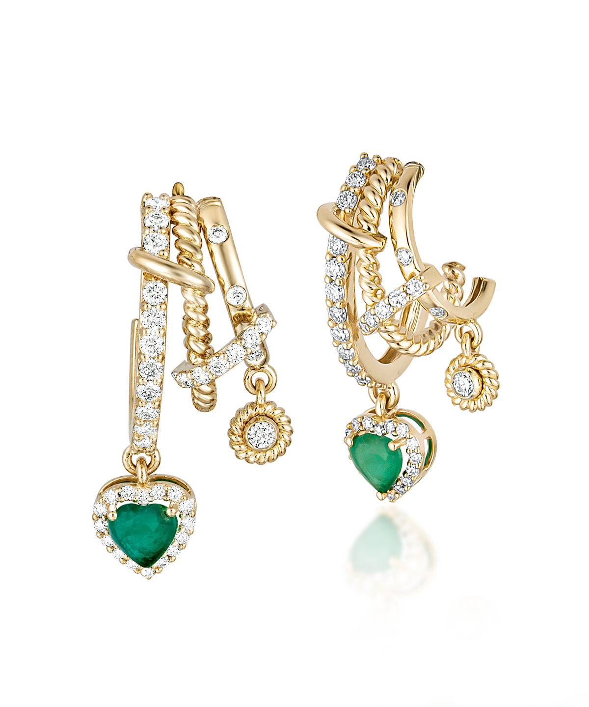 Esme Emerald Heart Rope Earrings