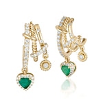 Esme Emerald Heart Rope Earrings
