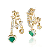 Esme Emerald Heart Rope Earrings
