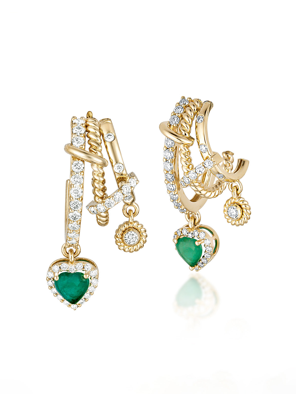 Esme Emerald Heart Rope Earrings