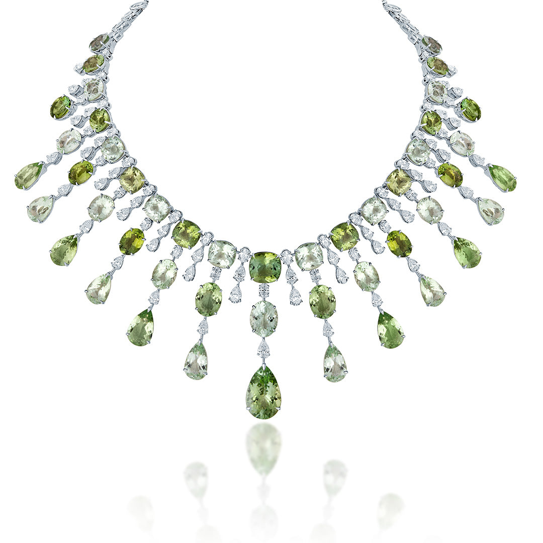 Green Facet  Tourmaline Necklace Set-4
