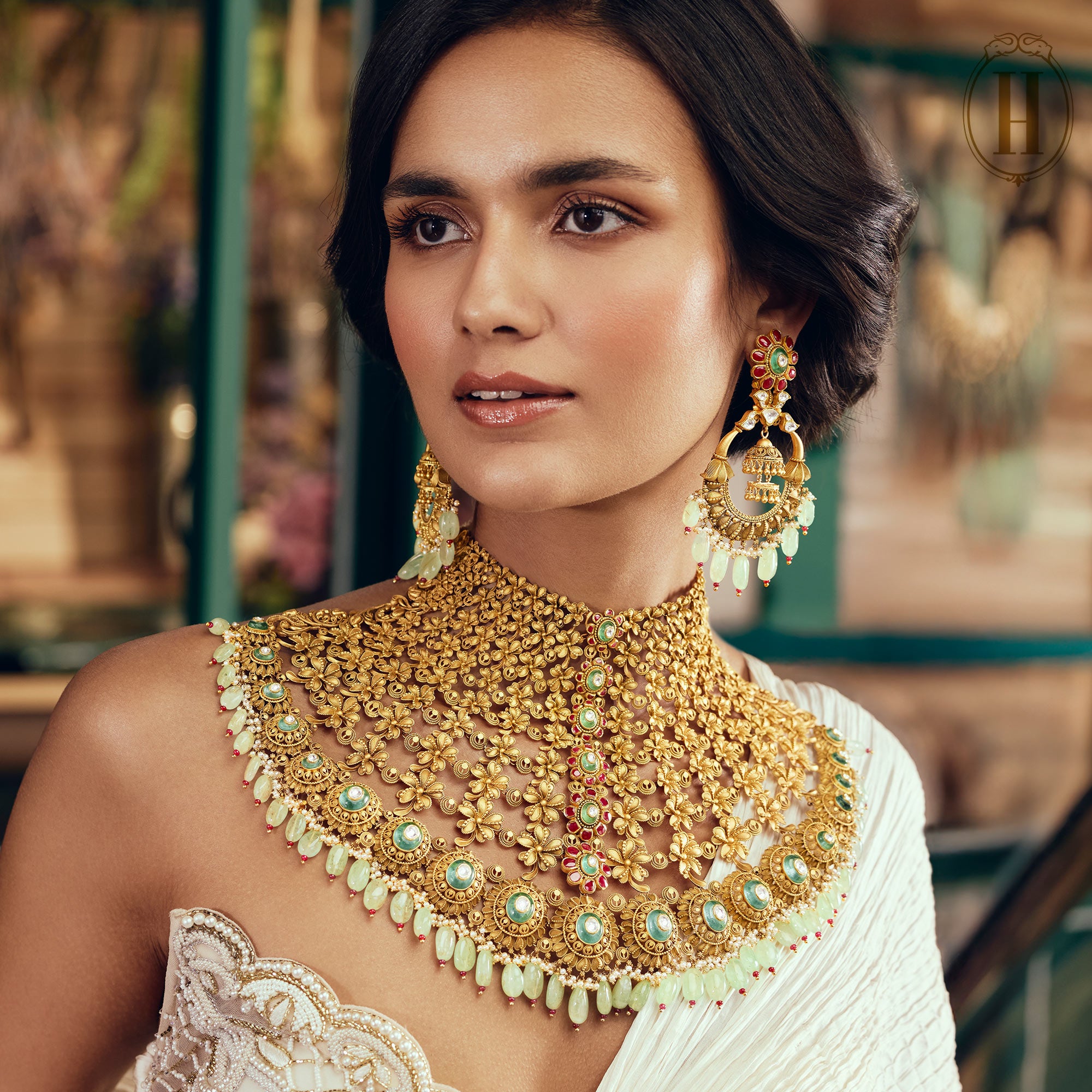Spring-Summer-2025-Statement-Gold-Satlada-Set-with-Emerald-Drops-2