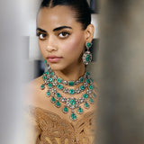 Cascading Facets Emerald Necklace Set