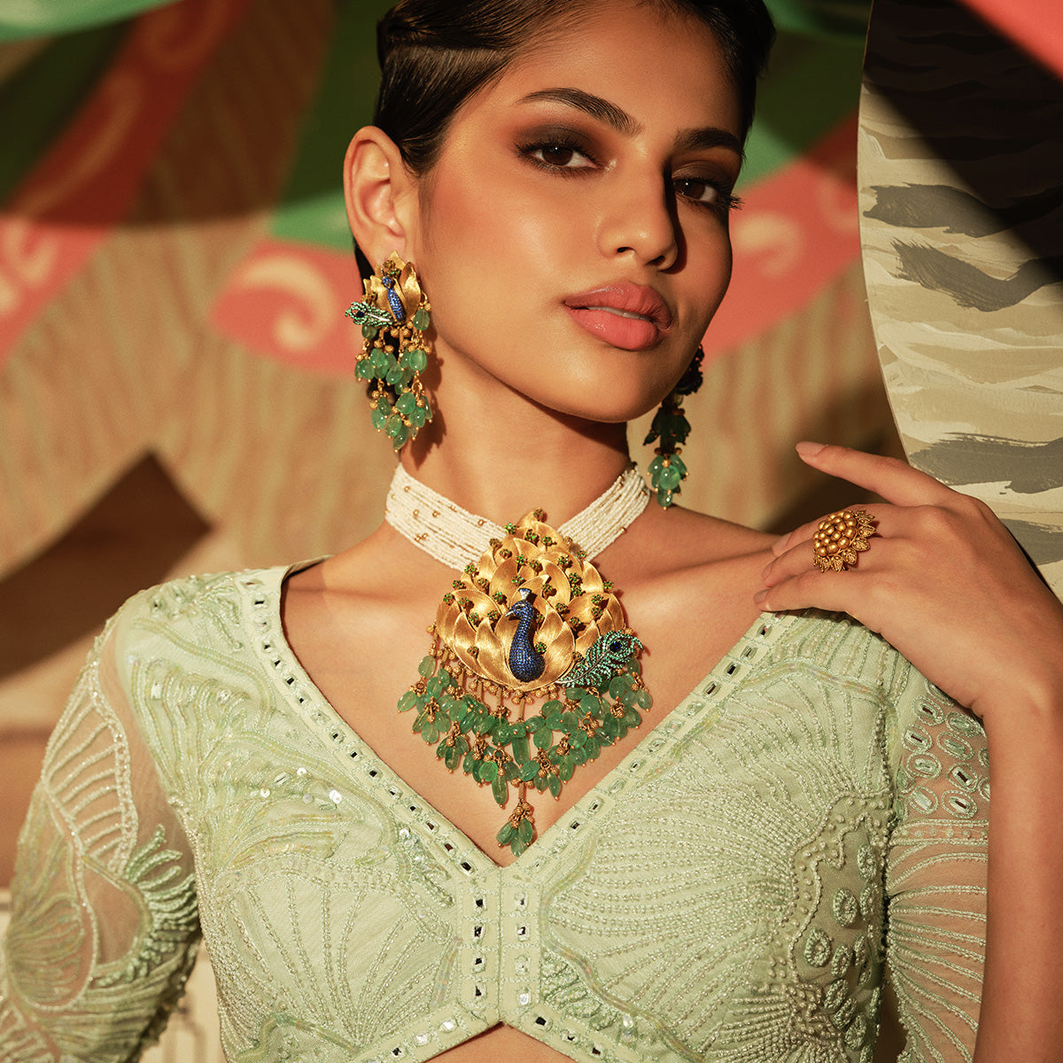 The-Vintage-Voyage-Statement-Gold-Peacock-Set-with-Pearls-and-Emeralds-2