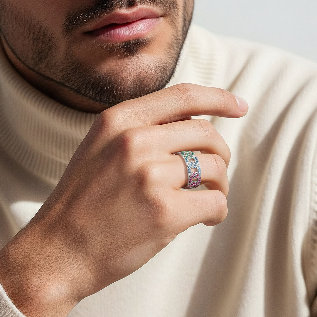 Kaiser-Kaiser-Rainbow-Saphhires-Cuban-link-Ring-2