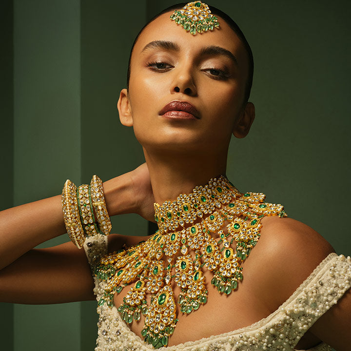 LEGACY-COLLECTION-2025-26-Legacy-Bridal-Emerald-Polki-Necklace Set-2