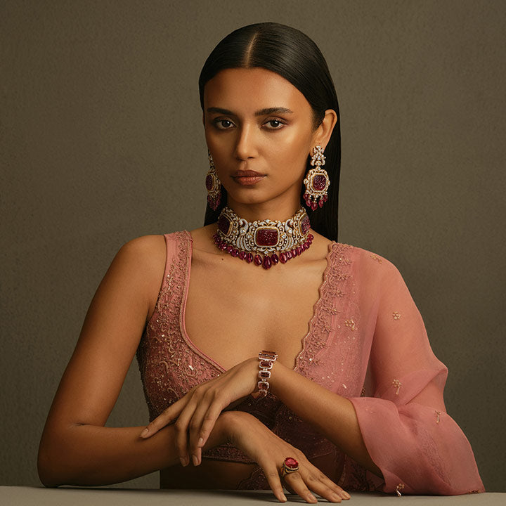 Legacy Tourmaline Polki Necklace Set