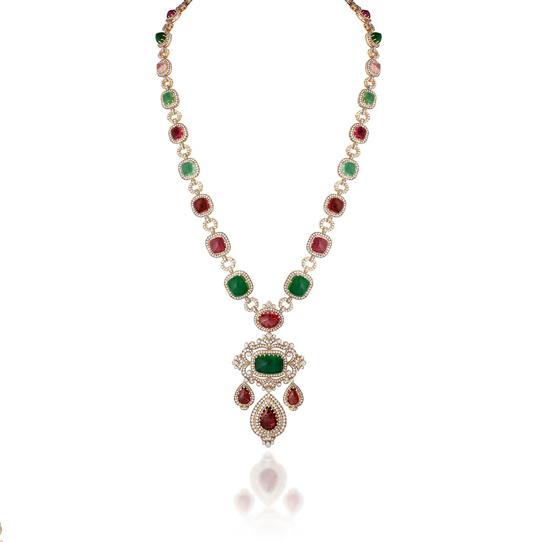 Multi-hued Tourmalines Facet Neclace Set-2