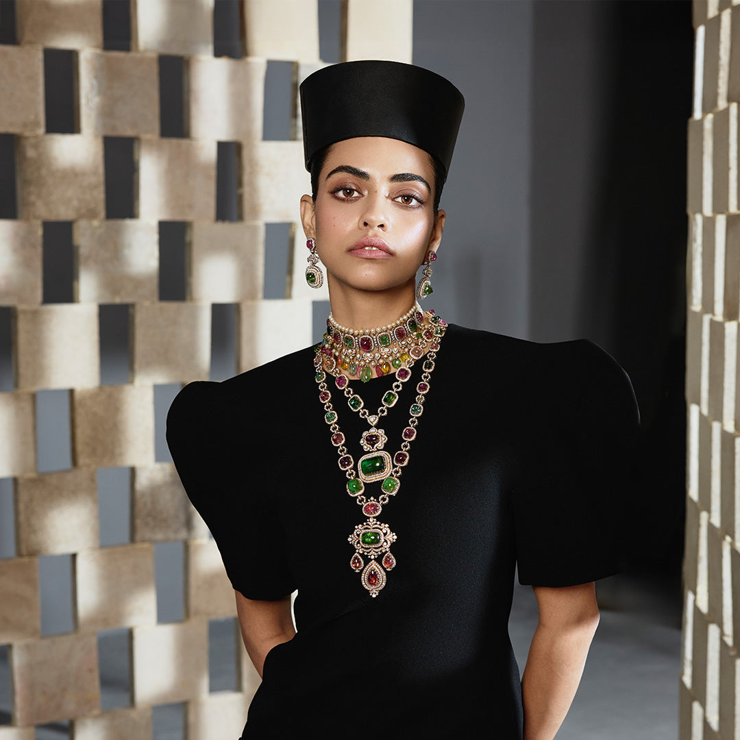 Multi-hued Tourmalines Facet Neclace Set