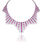 Pink Sapphire & Diamond Facet Necklace Set-2