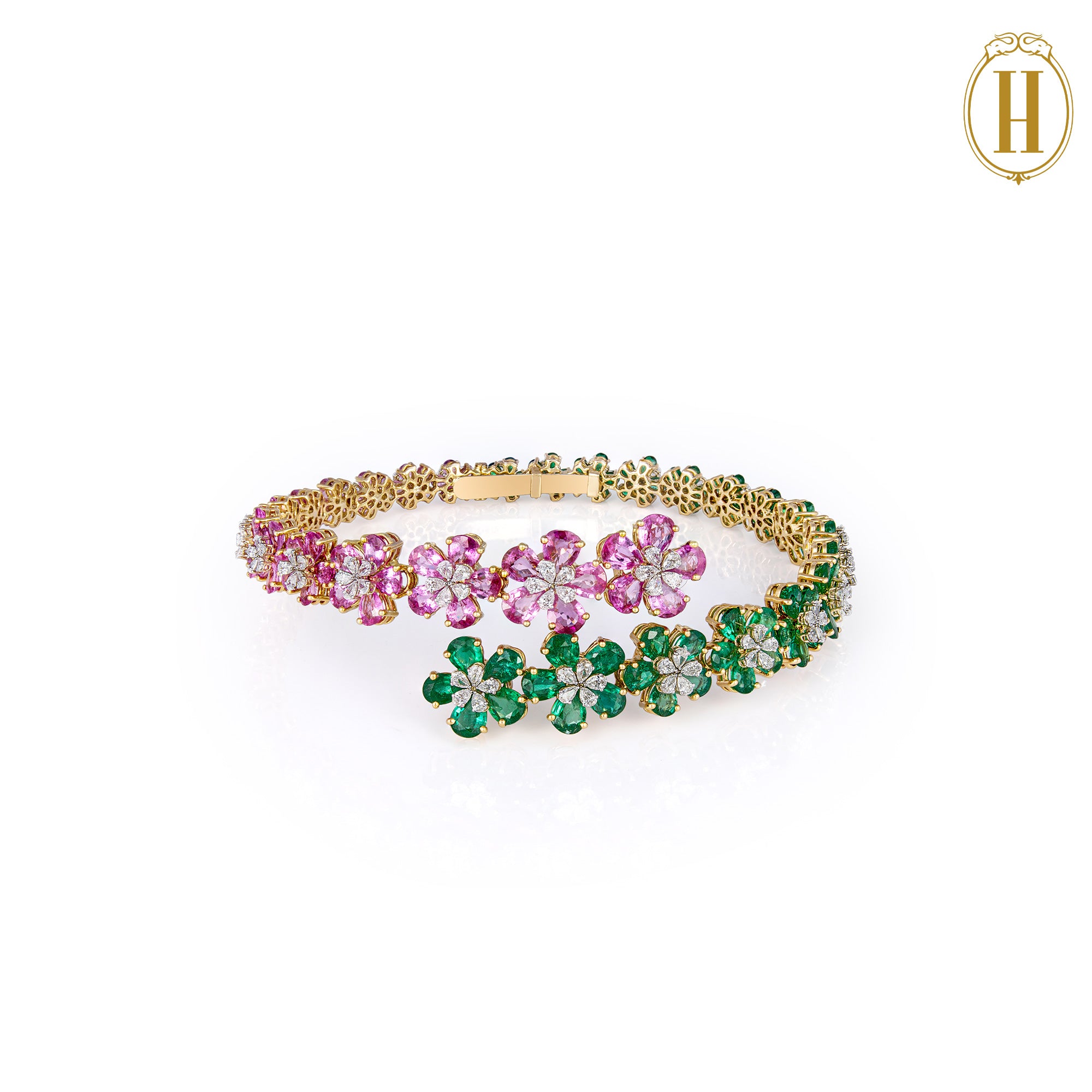 Spring-Summer-2025-Pink-Sapphires-and-Emerald-Florets-Choker-3