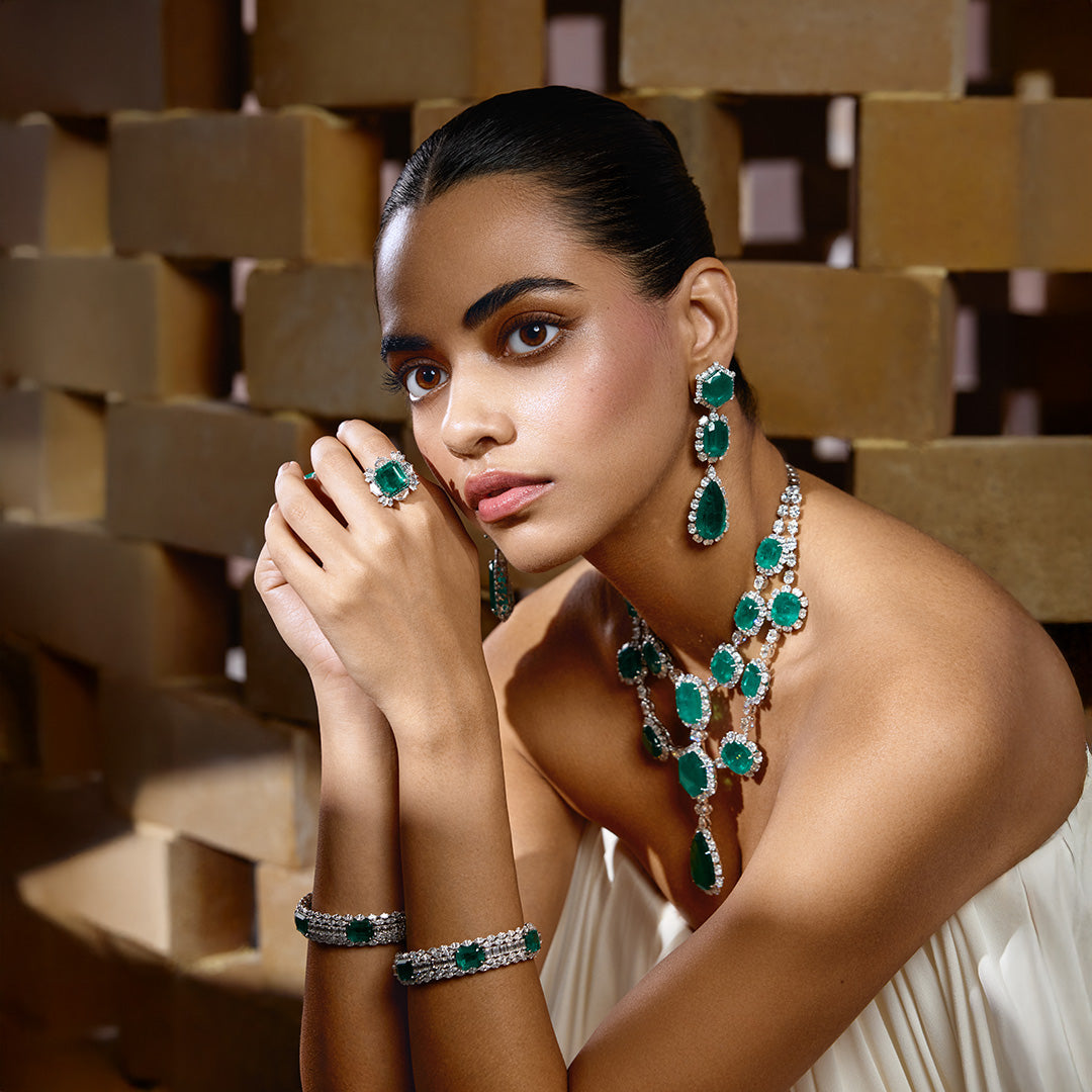 Statement Emerald and Diamond Facet Set-3