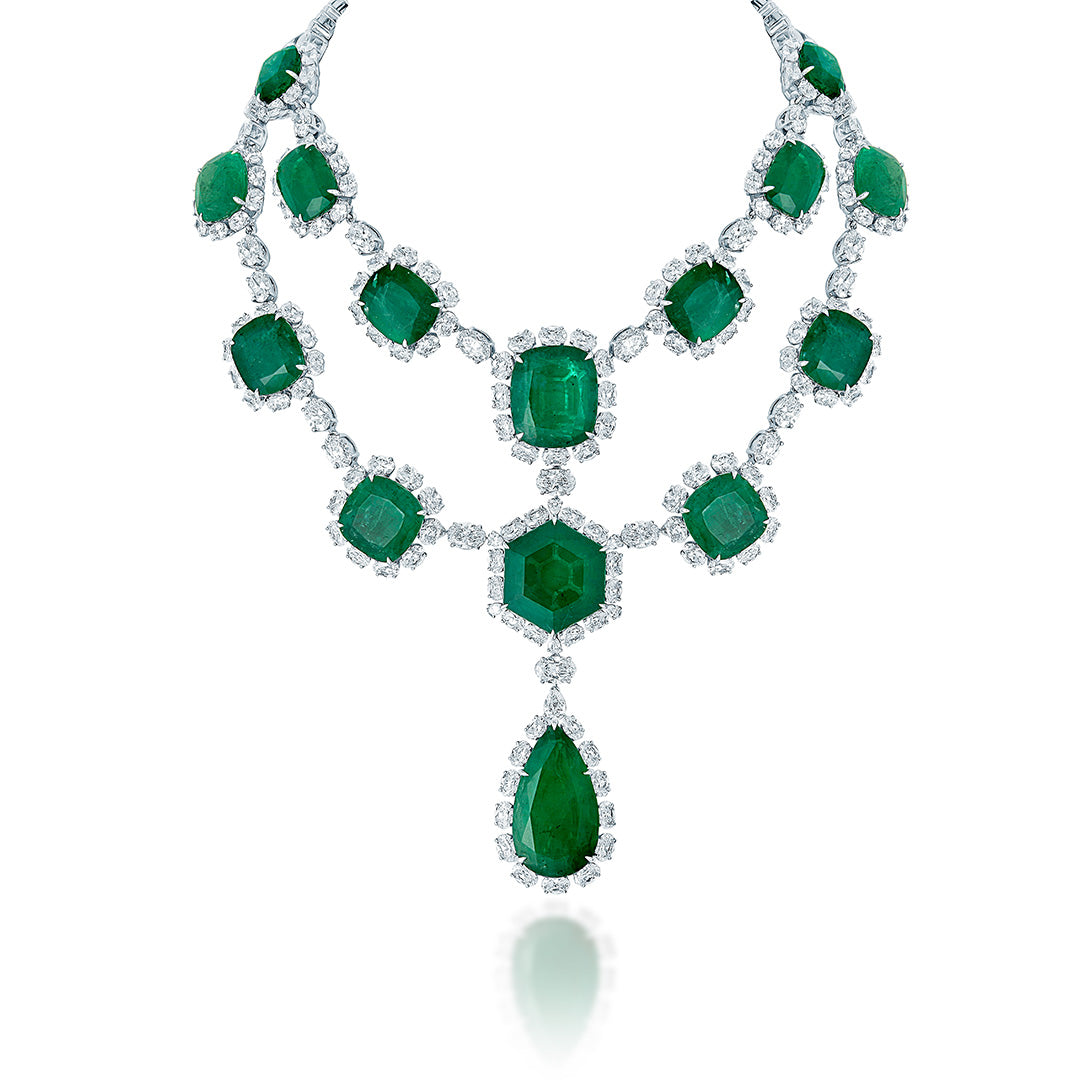 Statement Emerald and Diamond Facet Set-4