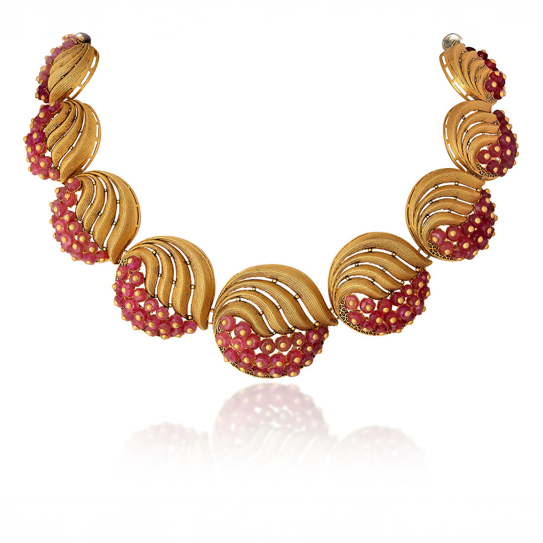 The Contemporary Gold Ruby Facet Necklace Set-5