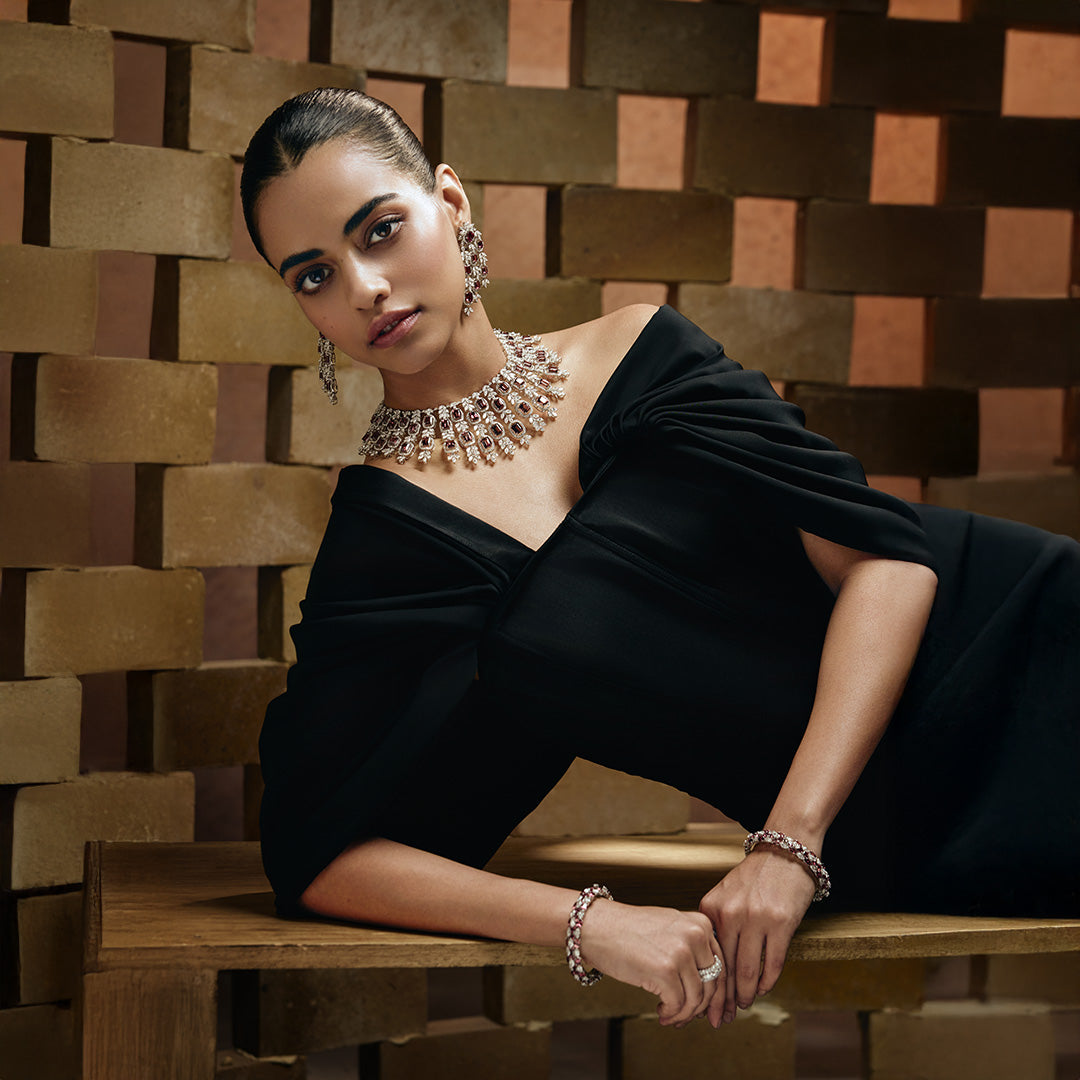 Tourmaline & Diamond Facet Necklace Set-1