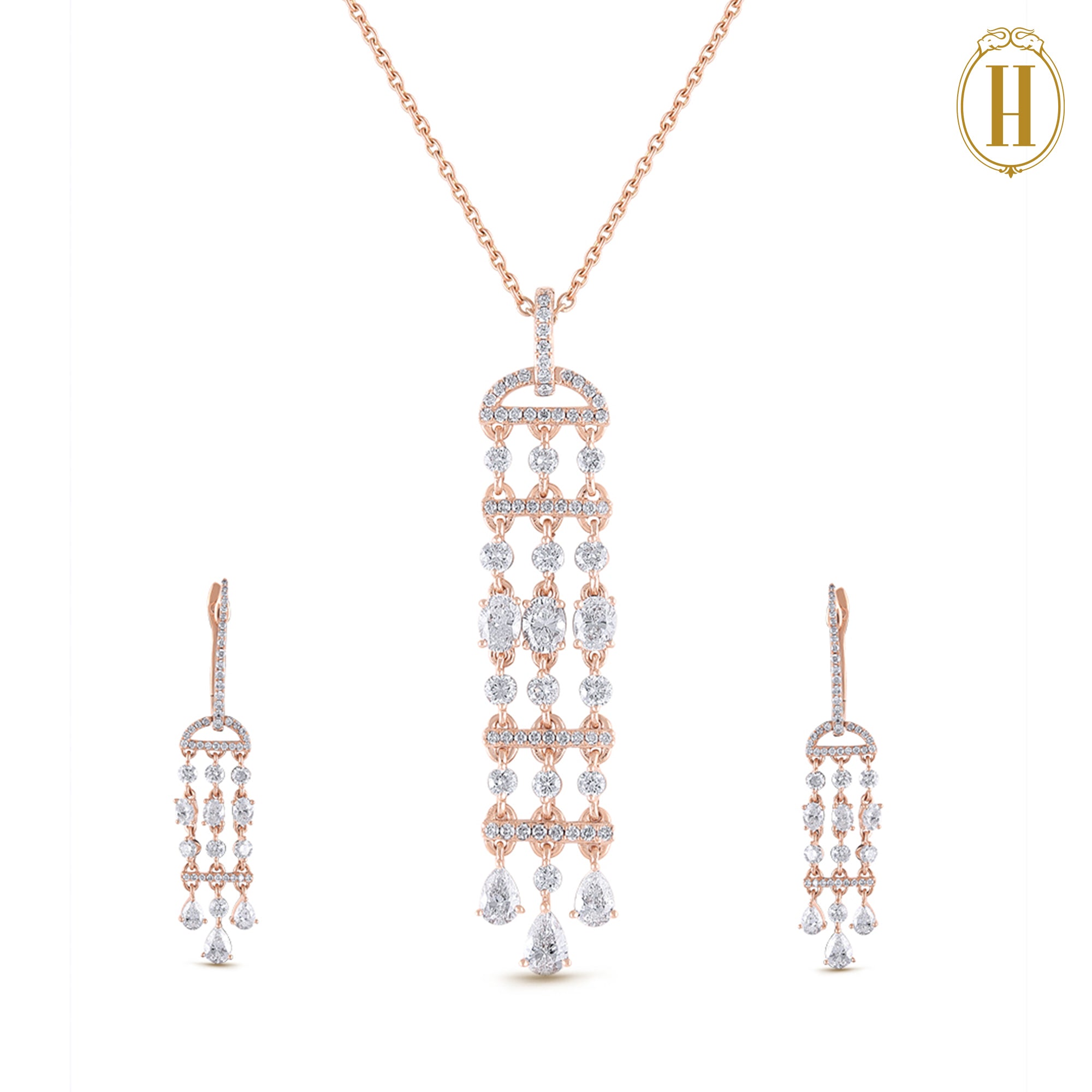 " gold necklace earrings set"