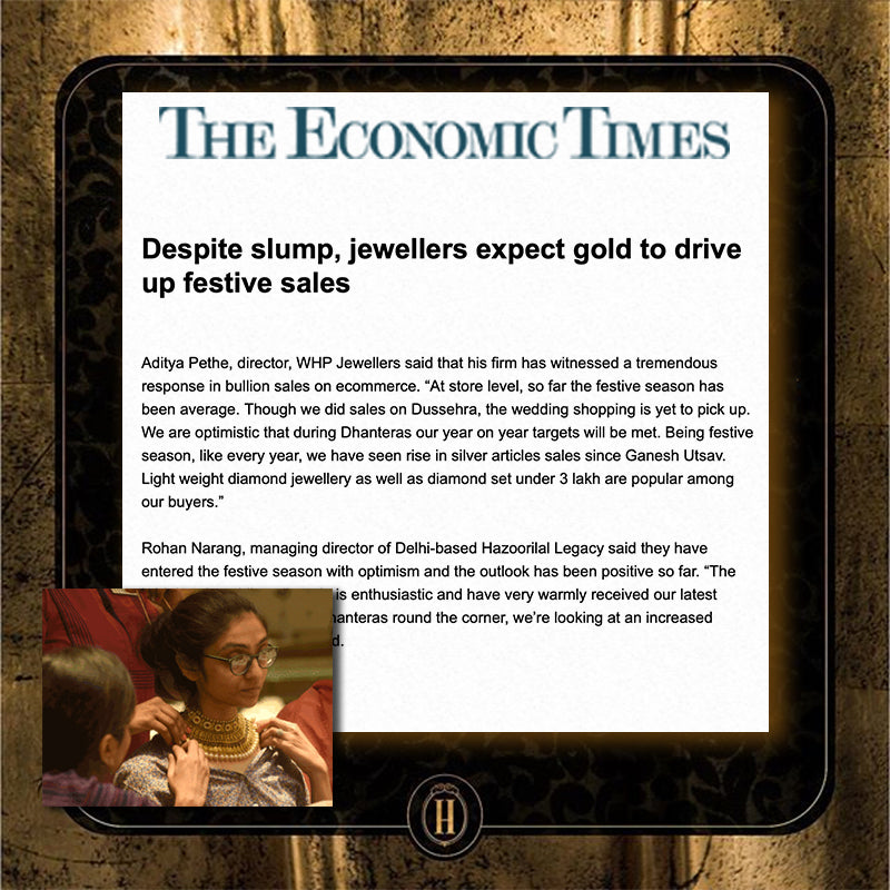 media & press economic times despite slump, jewellers expect gold to drive up festive sales

