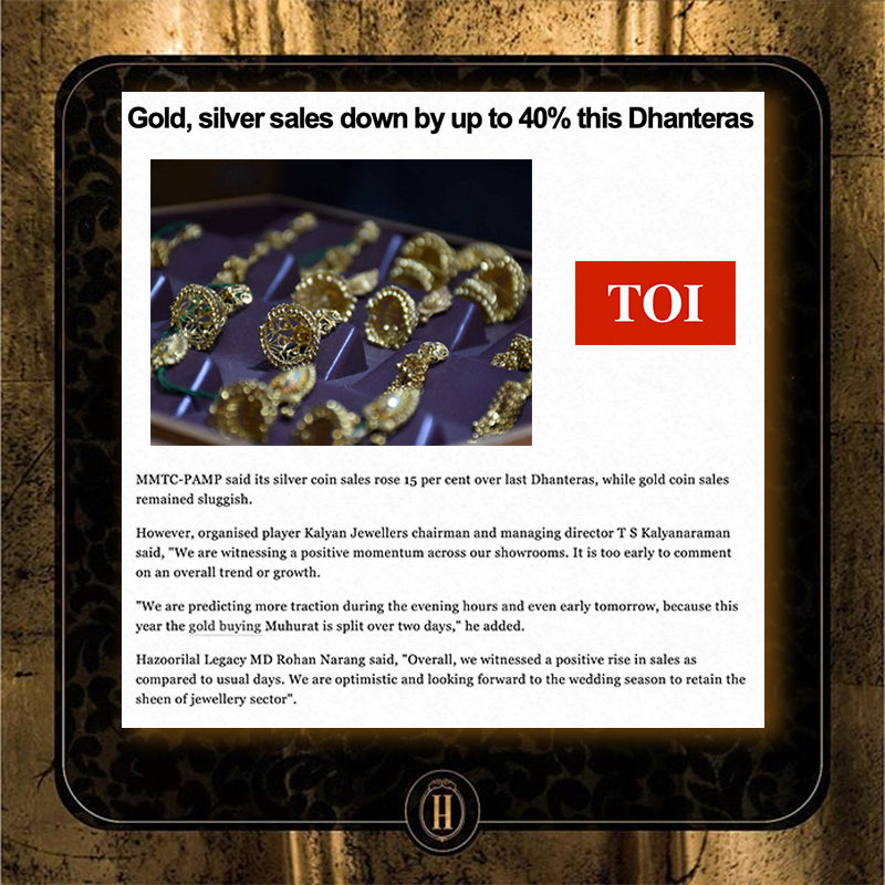 media & press times of india gold, silver sales down by up to 40% this dhanteras
