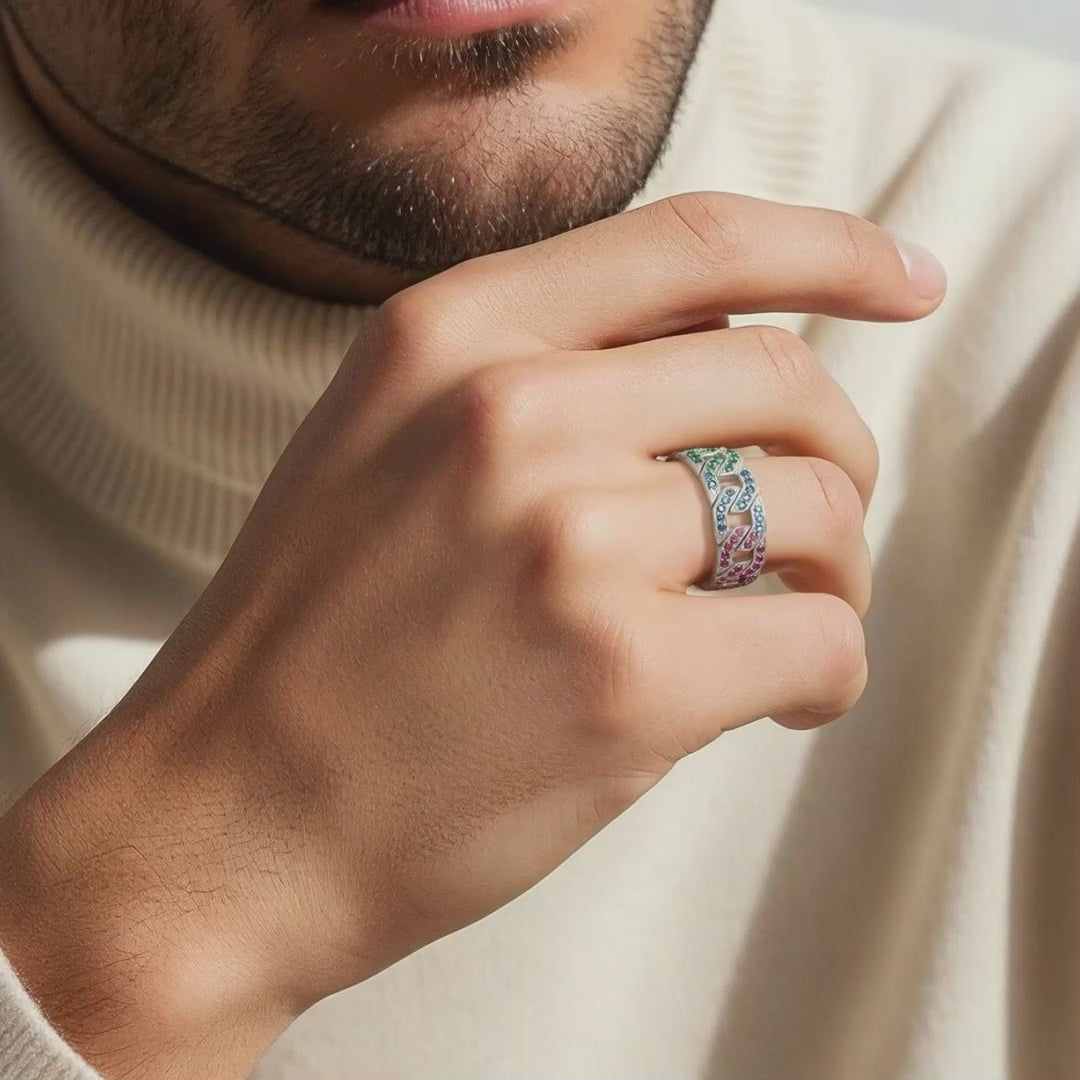 Kaiser-Kaiser-Rainbow-Saphhires-Cuban-link-Ring-5
