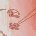 hazoorilaal pink gold jewellery ring set