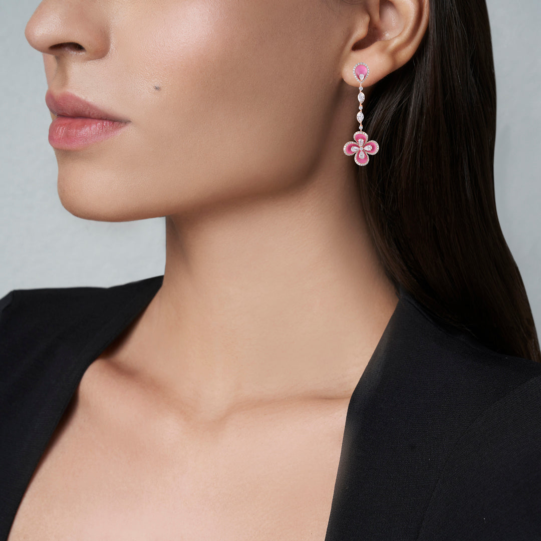 14 Karat Yellow Gold Baby Pink Enamel Hoop Heart Earrings 2.03 Grams  Italian For Sale at 1stDibs | heart enamel earrings, pink enamel hoop  earrings
